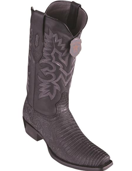 Mens Sanded Black Lizard Cowboy Boots 7-Toe