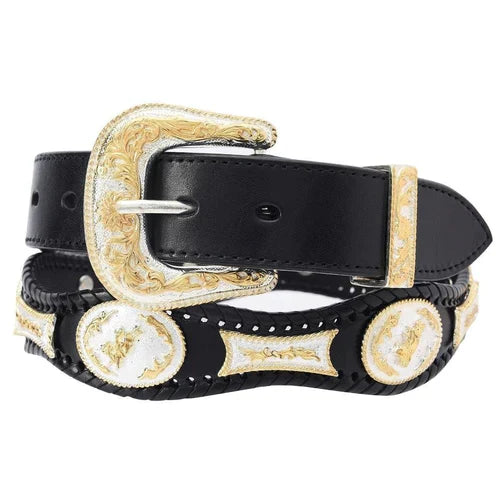 Cinto Vaquero Fino con Hebilla de Metal Grabada