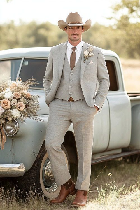 Elegant Cowboy Style Suit for Men – Perfect for Weddings & Events