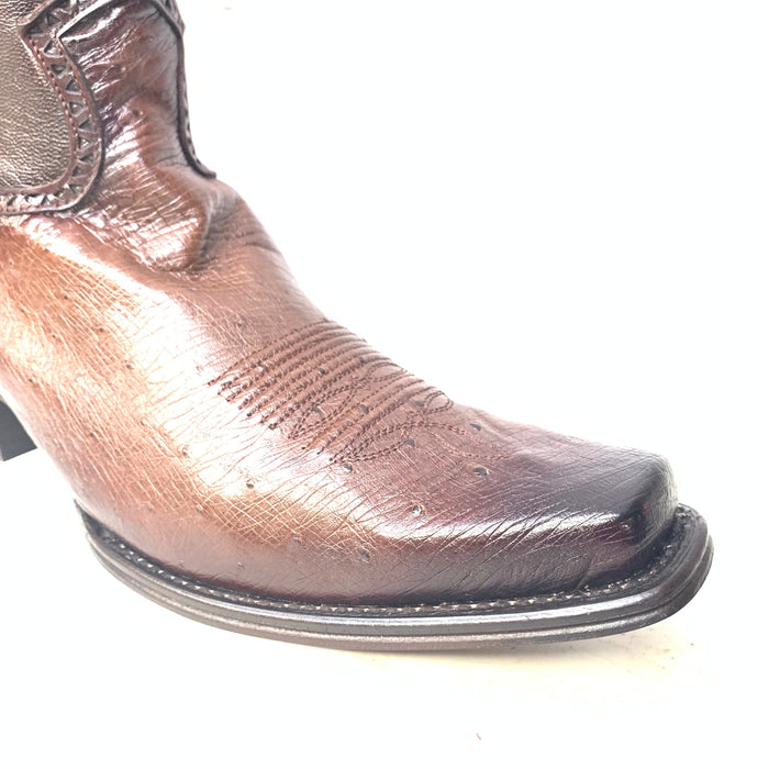 Brown Ostrich Quill Cowboy Boots by Los Altos