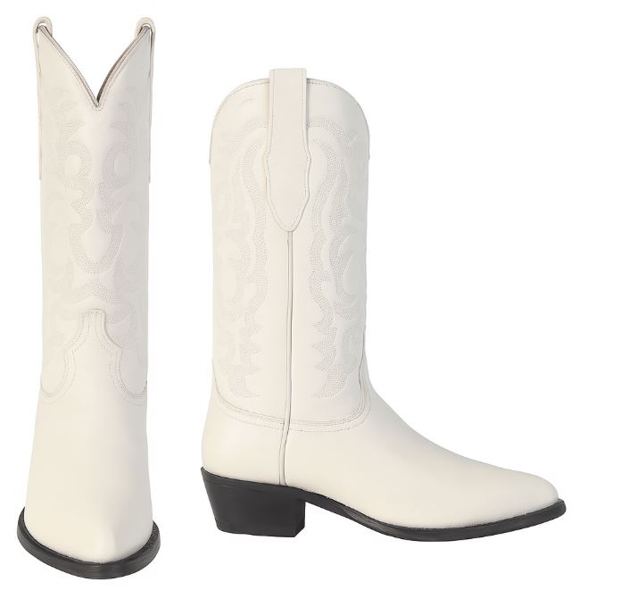 Winter White Elk Leather J Toe Western Boots