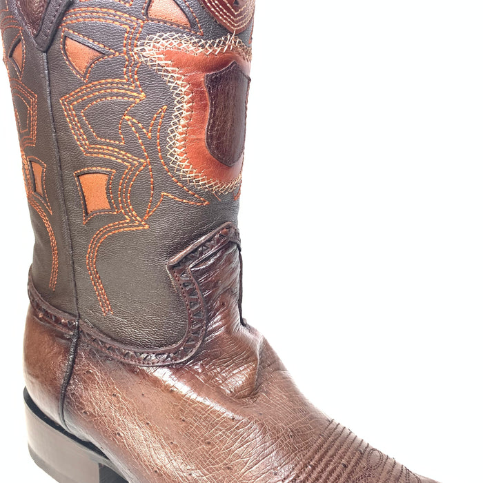 Brown Ostrich Quill Cowboy Boots by Los Altos