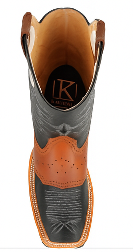 Men's King Exotic Boots Genuine Leather With Saddle Vamp Handcrafted Black & Brown