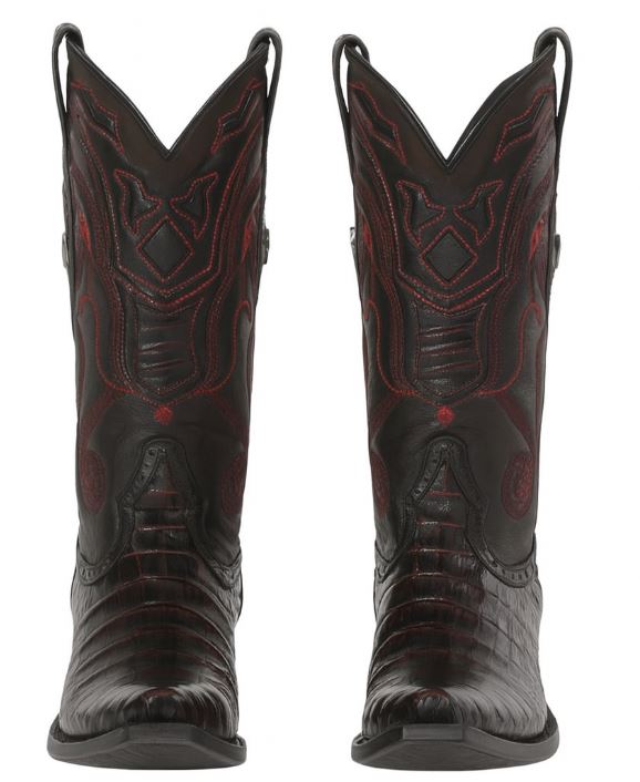 Black Cherry Caiman Cowboy Boots Snip Toe