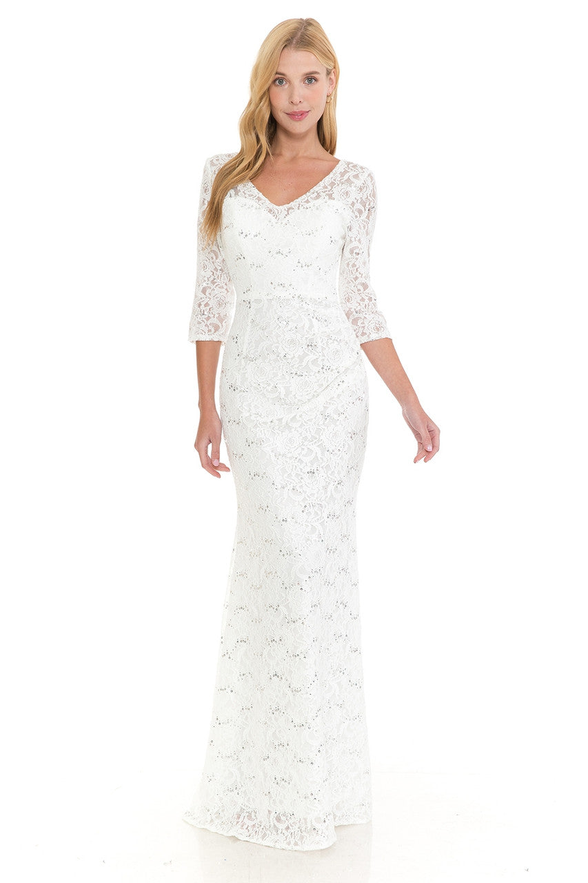 Lenovia 5223 Sequin Embellished Lace Fitted Sweetheart Dress