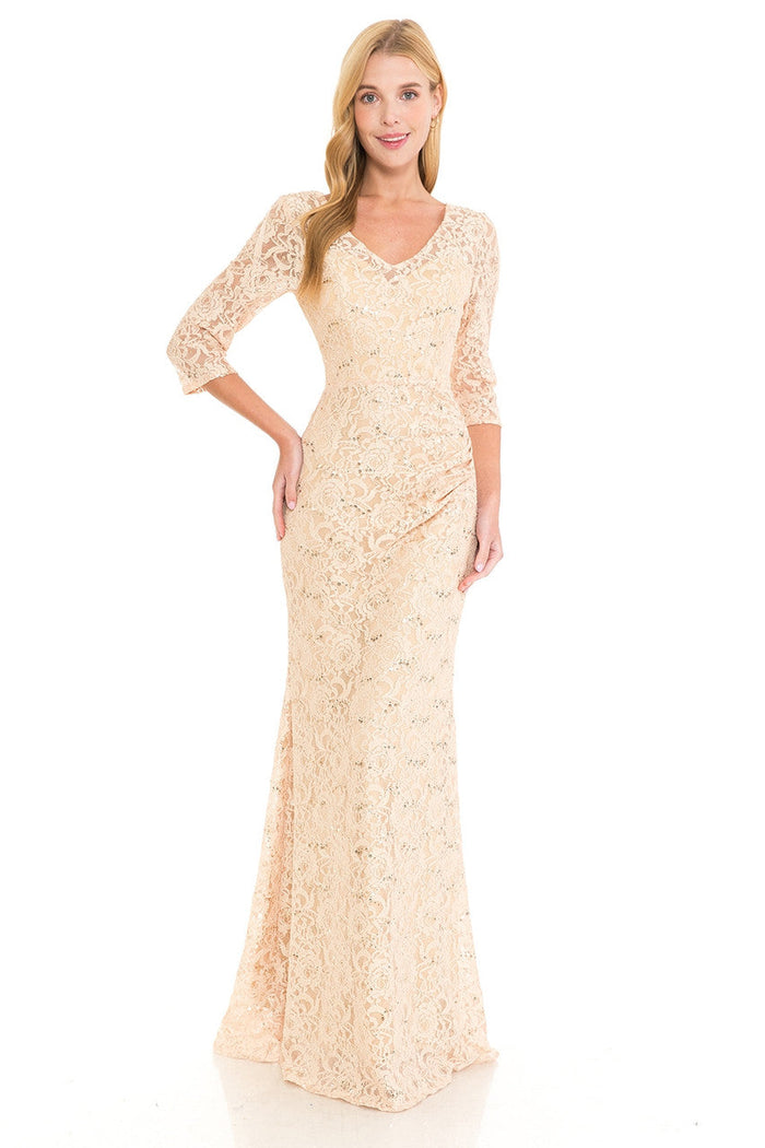 Lenovia 5223 Sequin Embellished Lace Fitted Sweetheart Dress