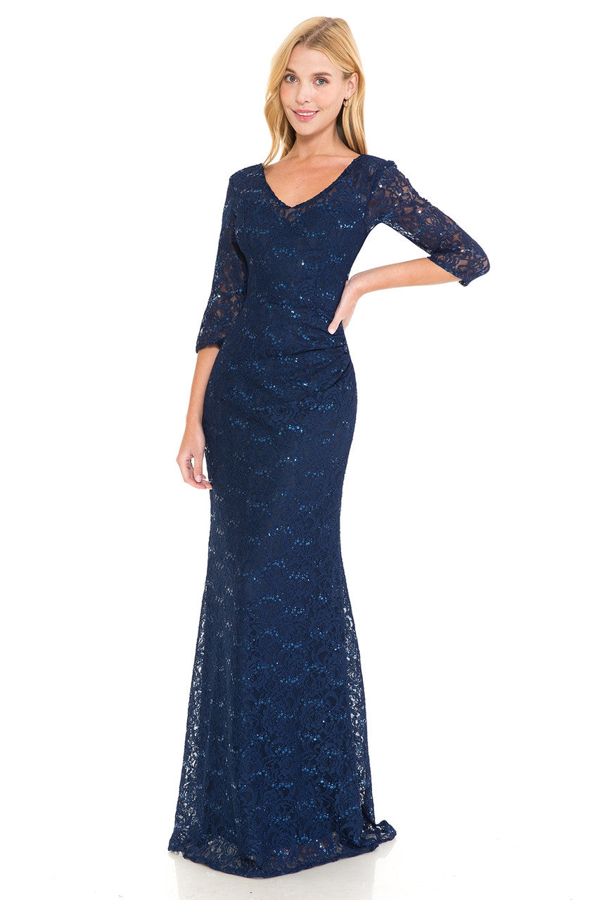 Lenovia 5223 Sequin Embellished Lace Fitted Sweetheart Dress