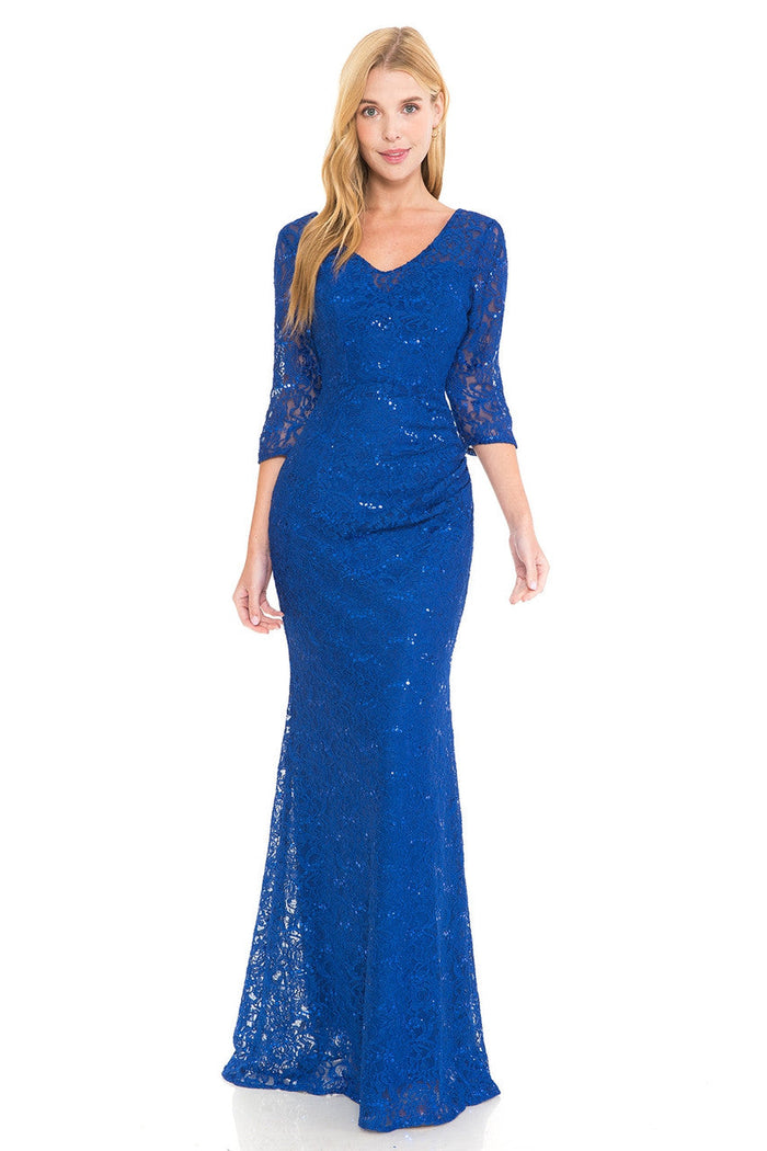 Lenovia 5223 Sequin Embellished Lace Fitted Sweetheart Dress