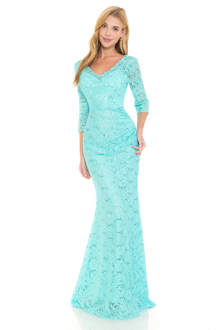 Lenovia 5223 Sequin Embellished Lace Fitted Sweetheart Dress