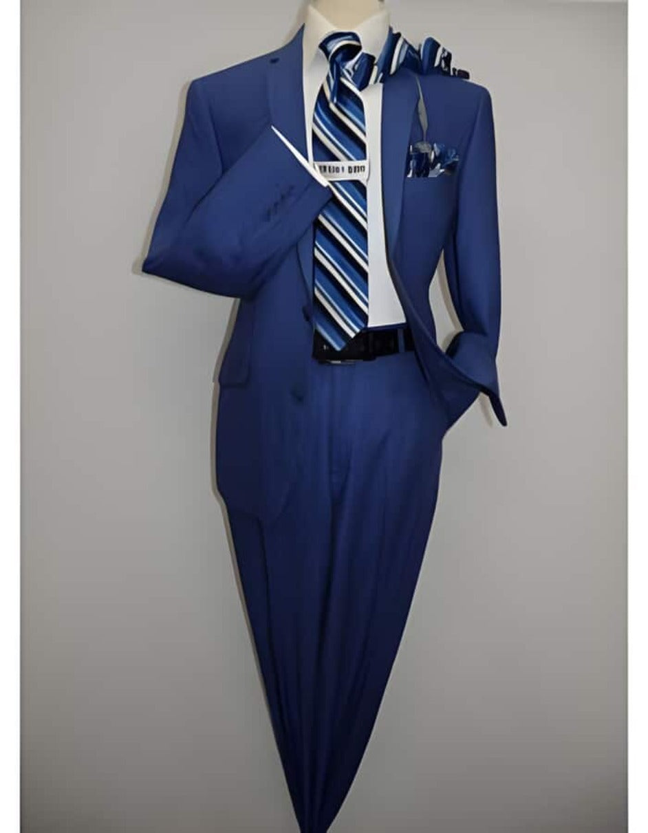 Men's Linen Suit in Bold Blue Tones