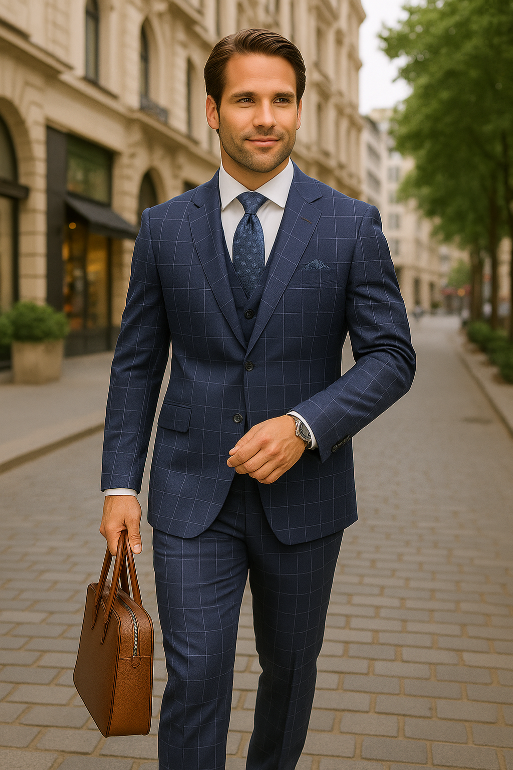 Italian 3 Piece Wool Modern Business Suit