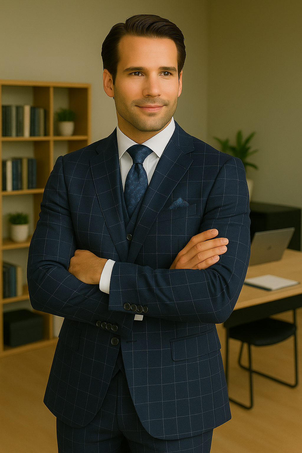 Italian 3 Piece Wool Modern Business Suit