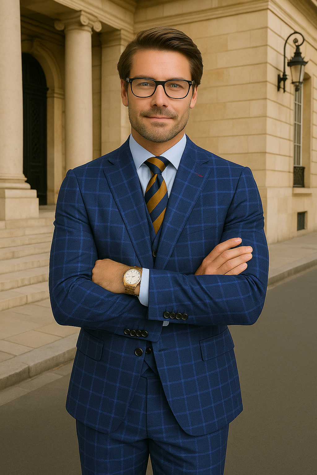 Italian Wool 3-Piece Modern Plaid Suit