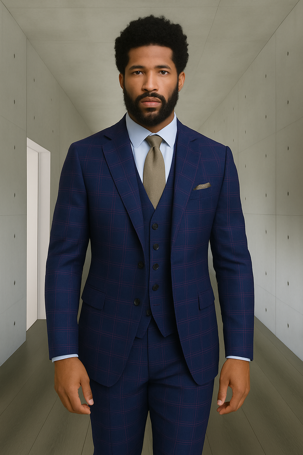Modern Fit Italian Wool Three Piece Suit