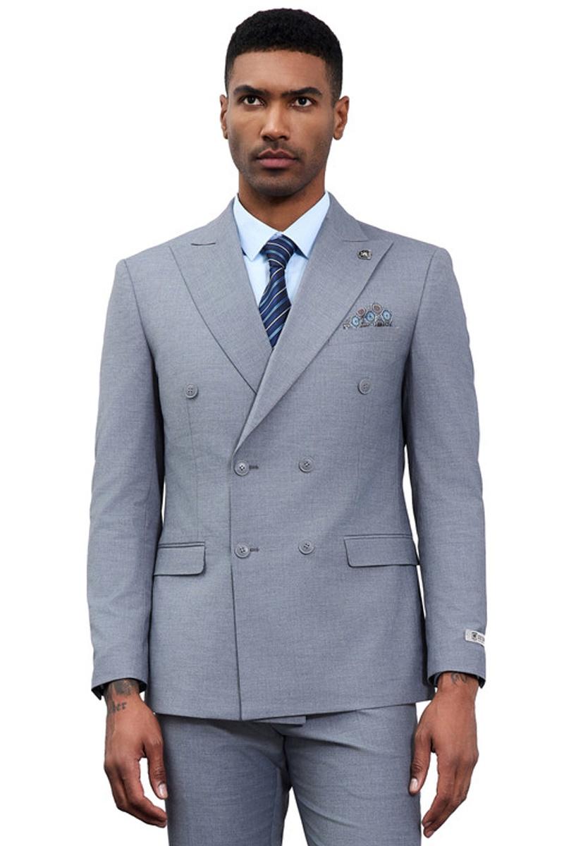 Stacy Adams Grey Double Breasted Men's Suit