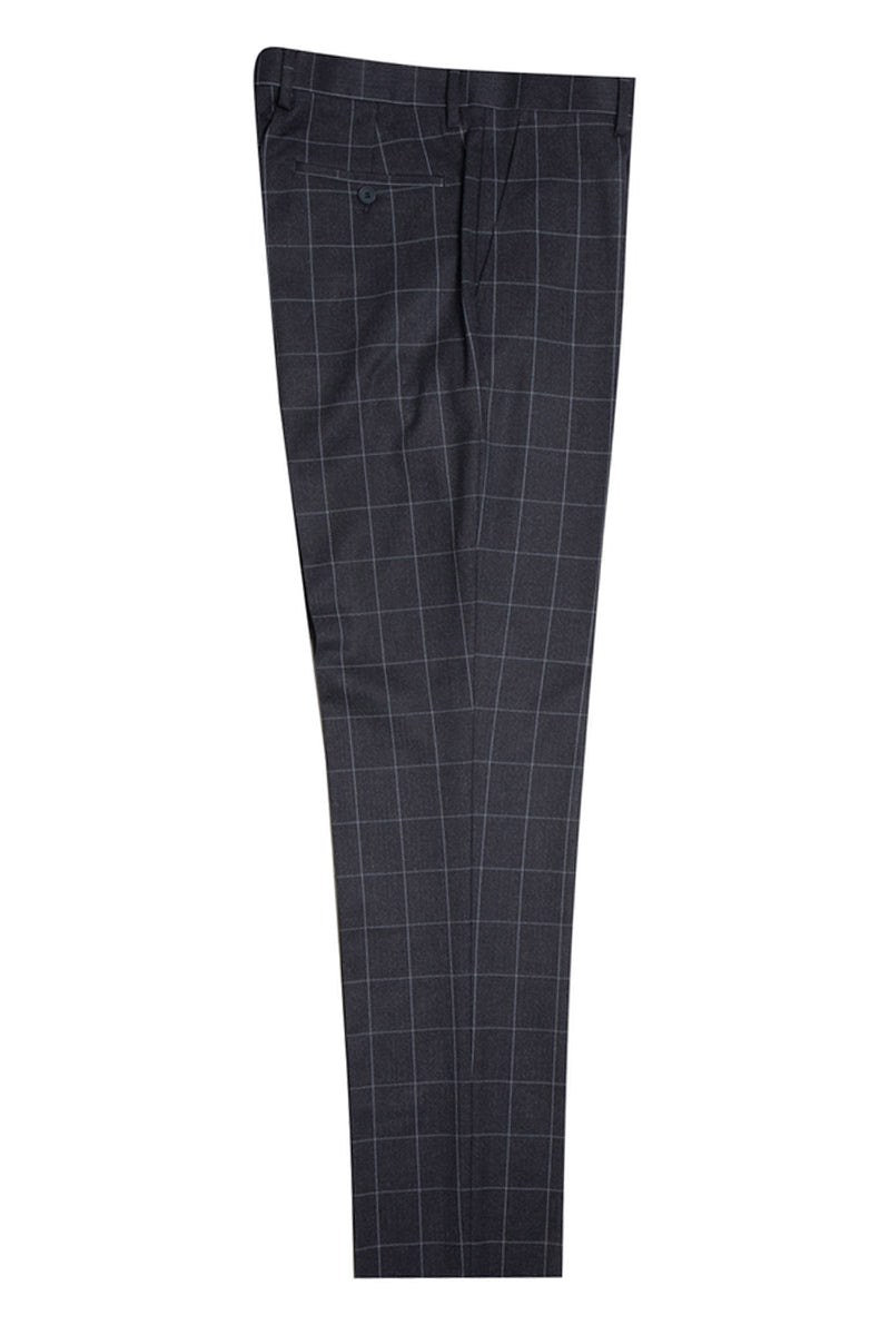 Stacy Adams Charcoal Grey Windowpane Suit