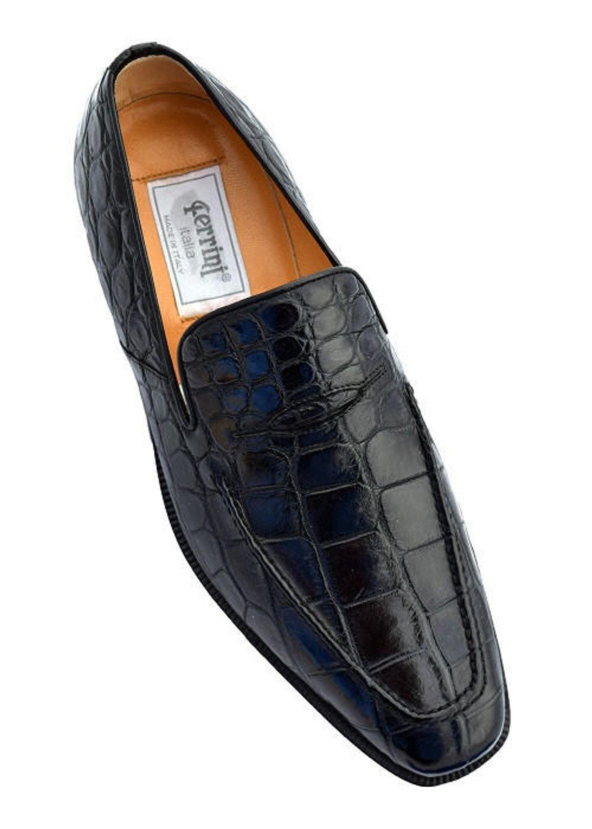 Ferrini Italian Crocodile Loafers Black Men's