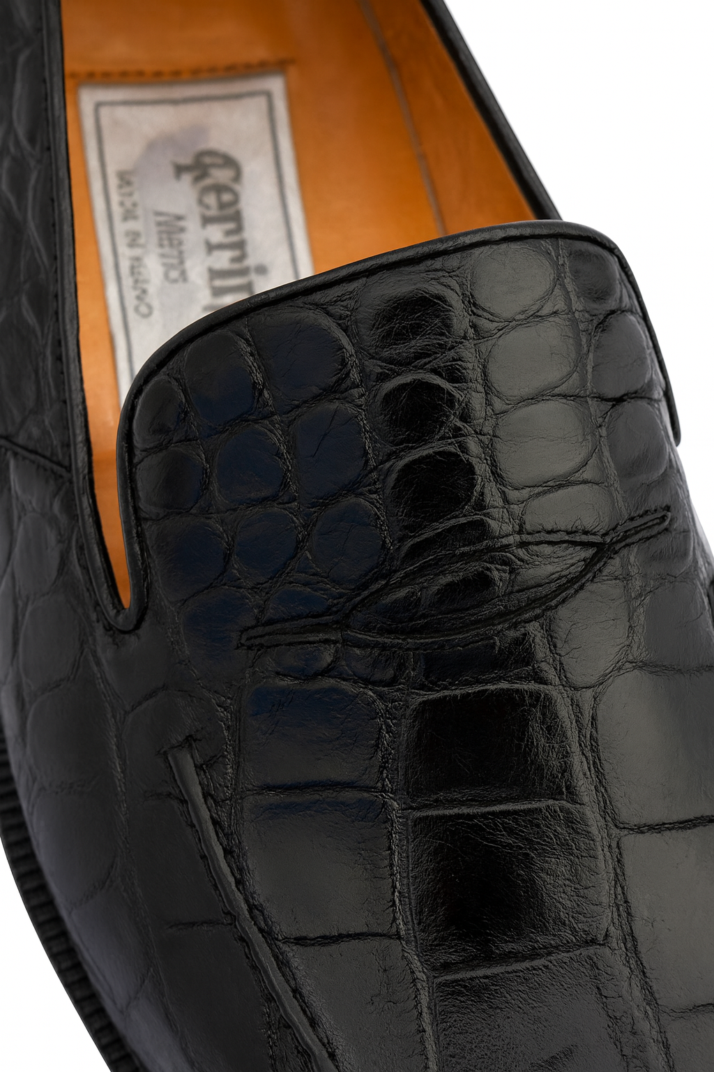 Ferrini Italian Crocodile Loafers Black Men's