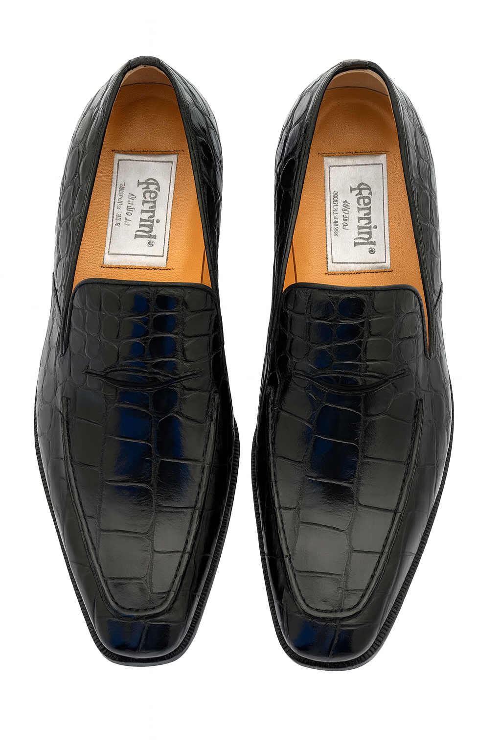 Ferrini Italian Crocodile Loafers Black Men's