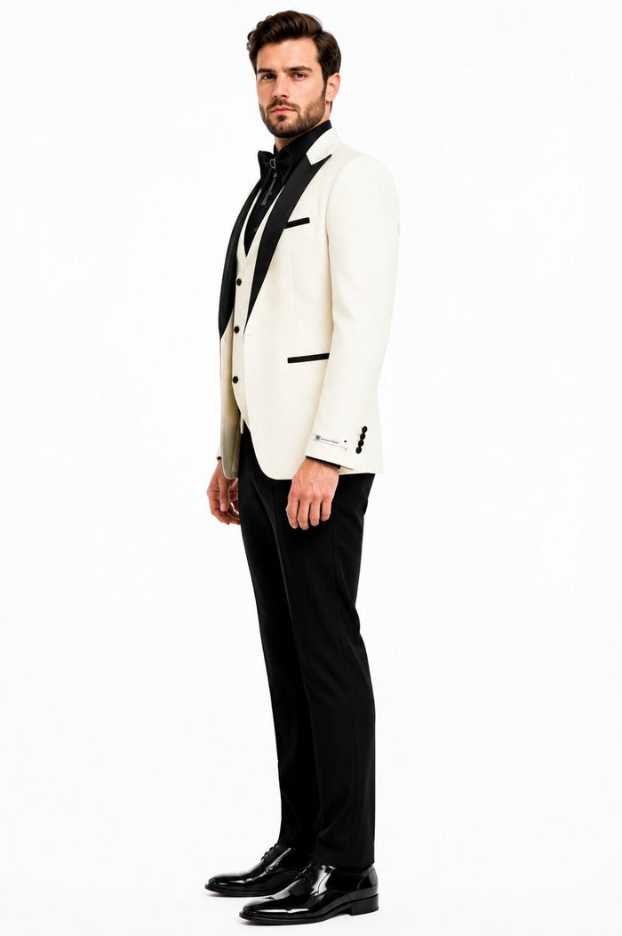 Ivory & Black Double Breasted 3-Piece Suit