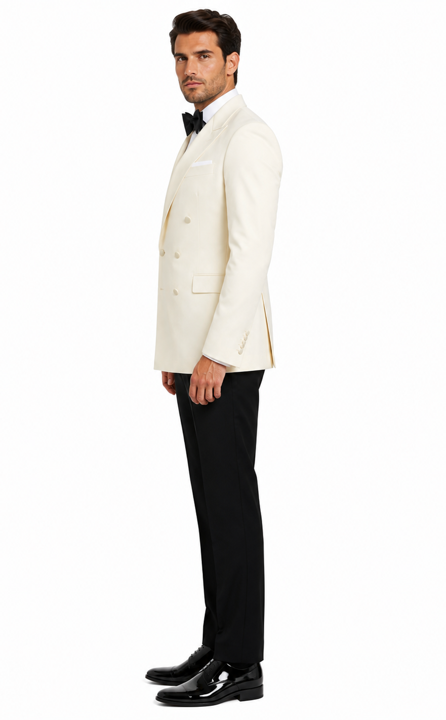 Ivory Double Breasted Tuxedo Dinner Jacket