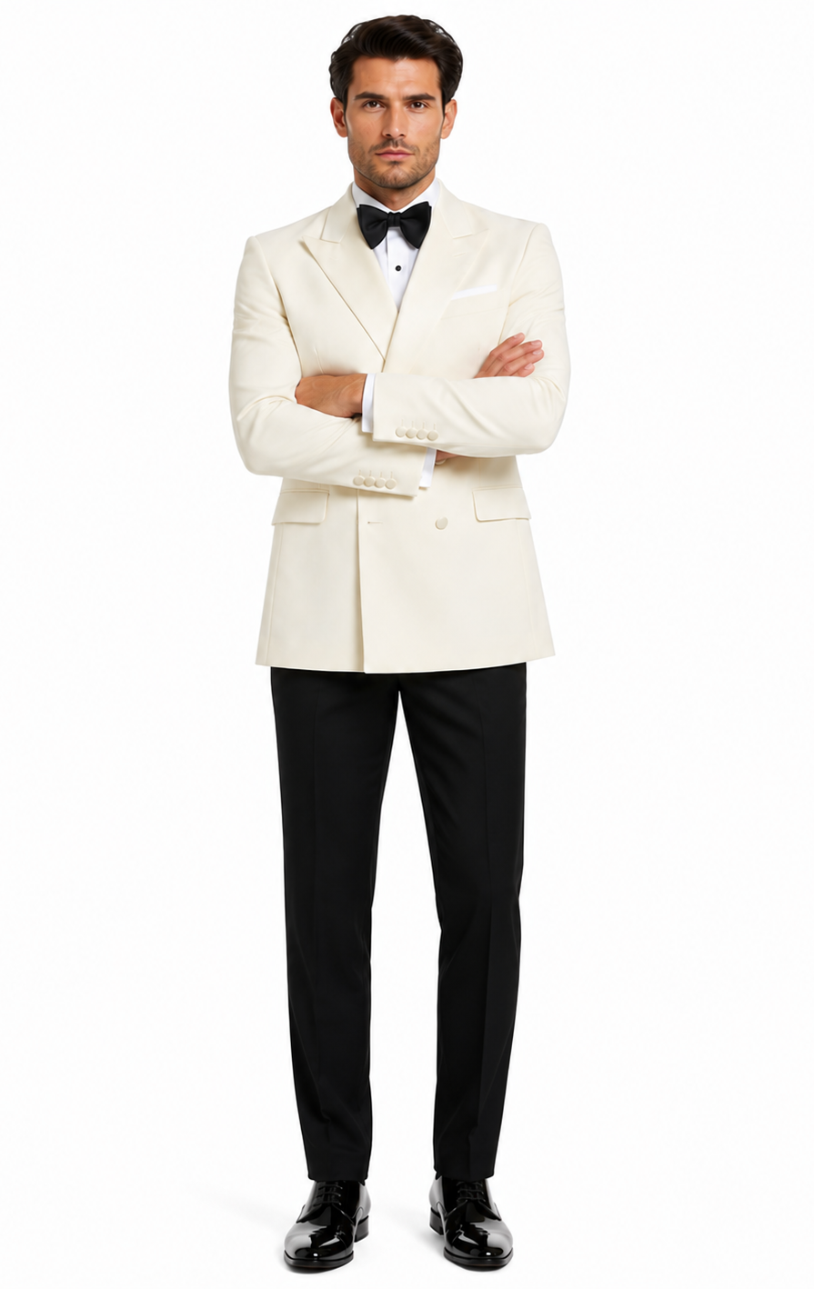 Ivory Double Breasted Tuxedo Dinner Jacket