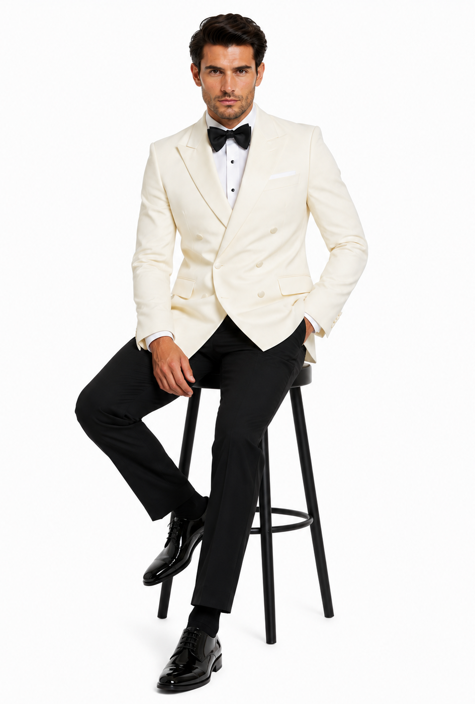 Ivory Double Breasted Tuxedo Dinner Jacket