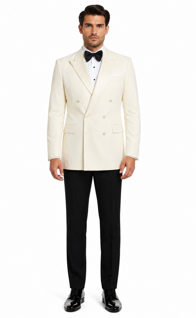 Ivory Double Breasted Tuxedo Dinner Jacket