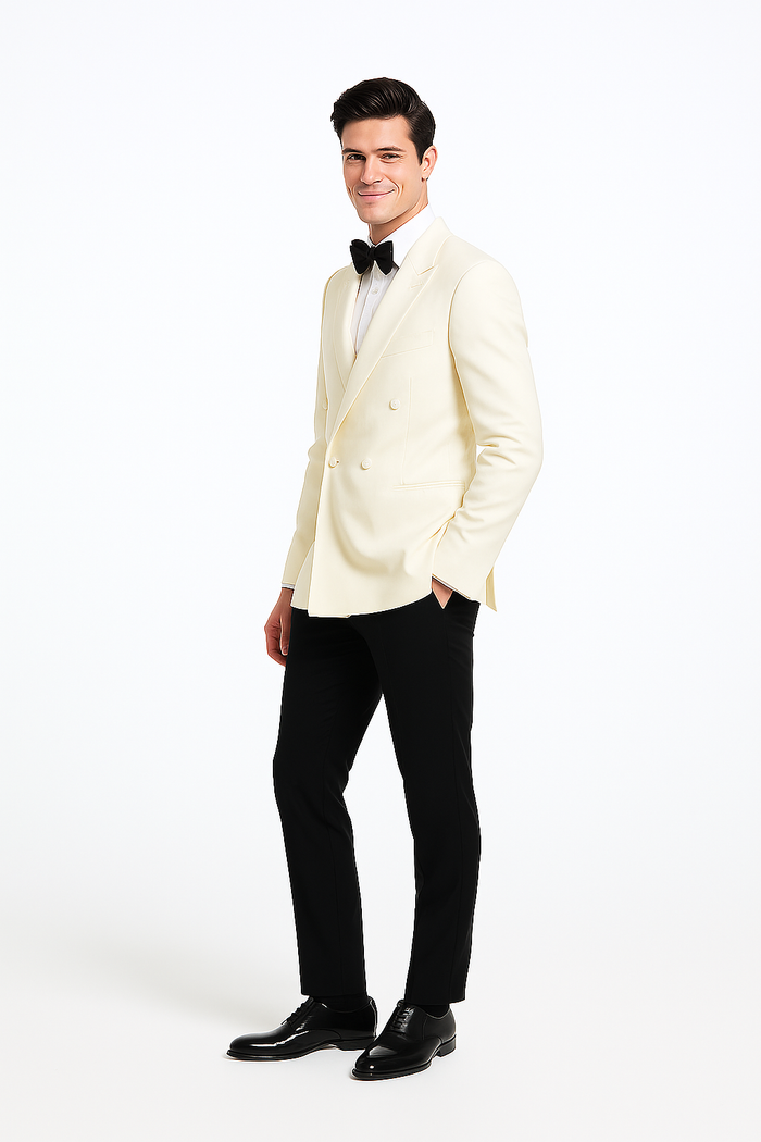 Ivory Double Breasted Tuxedo Dinner Jacket - Cream Dinner Jacket - Off White Tuxedo
