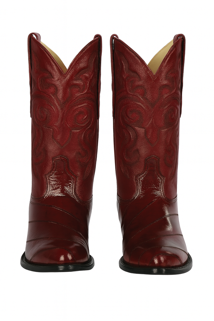 Burgundy Eel J Toe Cowboy Boots by Los Altos