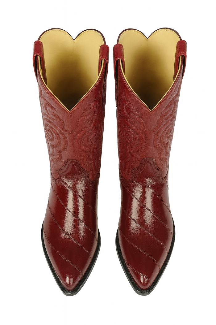 Burgundy Eel J Toe Cowboy Boots by Los Altos