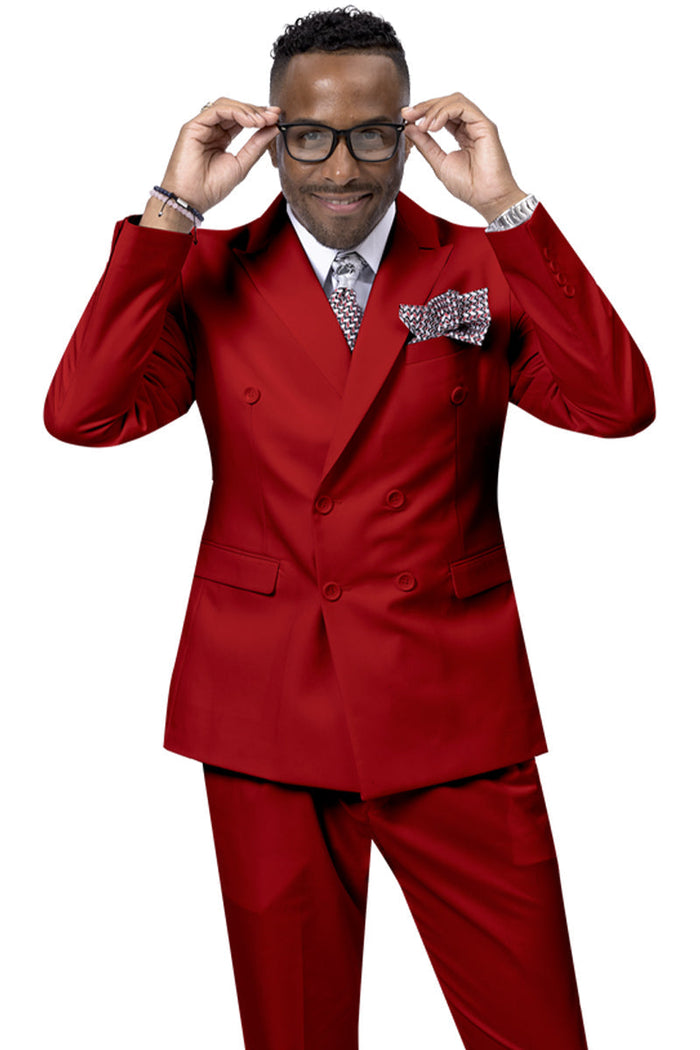 Modern Double Breasted Red Suit for Men