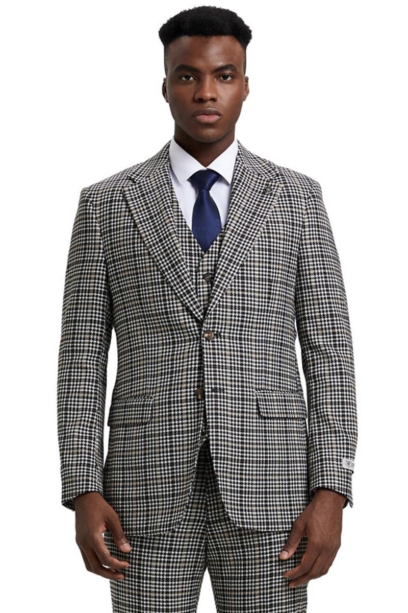 Stacy Adams Grey & Green Glen Plaid Suit