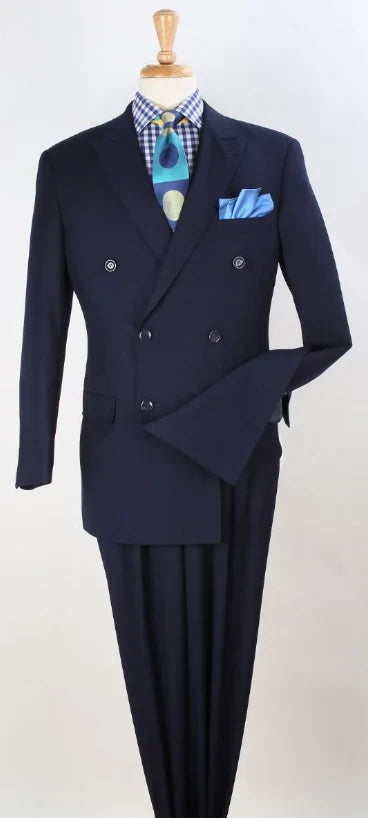 Apollo King Men's 2pc Double Breasted Suit Pleated Pants