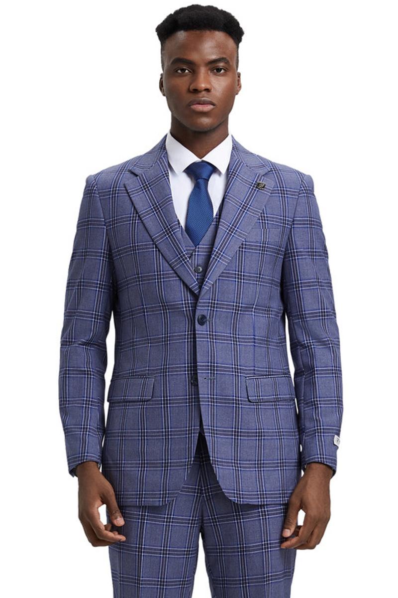 Stacy Adams Glen Plaid Two Button Vested Suit