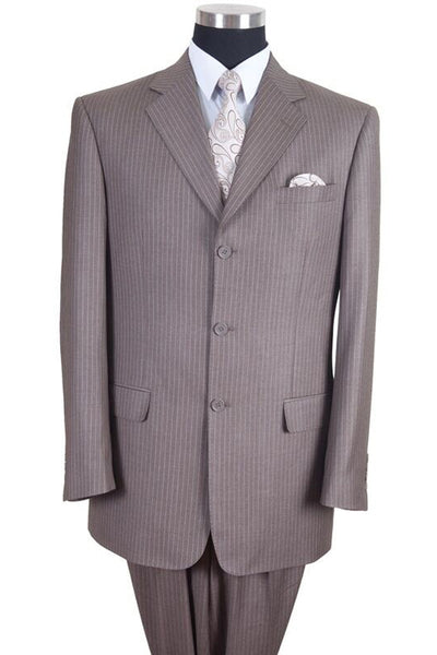 Classic Tan Pinstripe 3-Button Suit