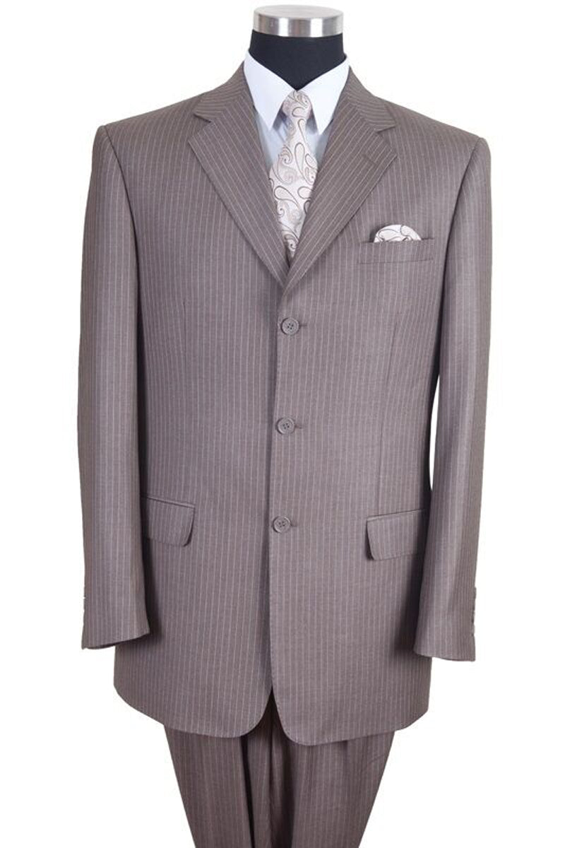 Classic Tan Pinstripe 3-Button Suit