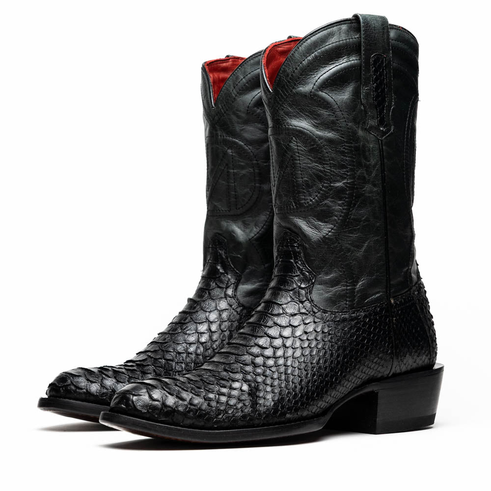 Marco Di Milano Kansas Black Python Round Toe Cowboy Boots