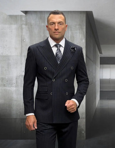 Statement Men's 2 Piece Wool Pinstripe Suit
