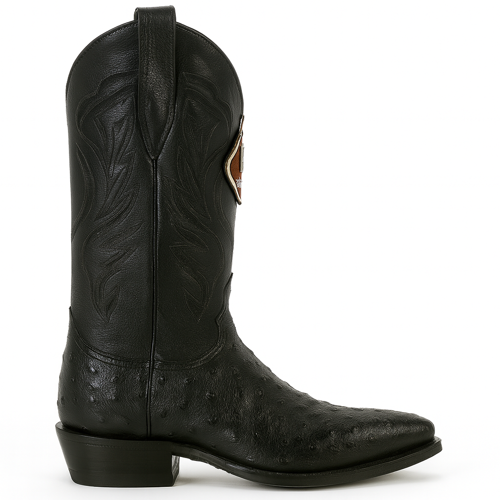 King Exotic Boots Black Genuine Ostrich Snip Toe Skin Western Cowboy Dress Cowboy Boot Cheap Priced For Sale Online EE - Botas De Avestruz