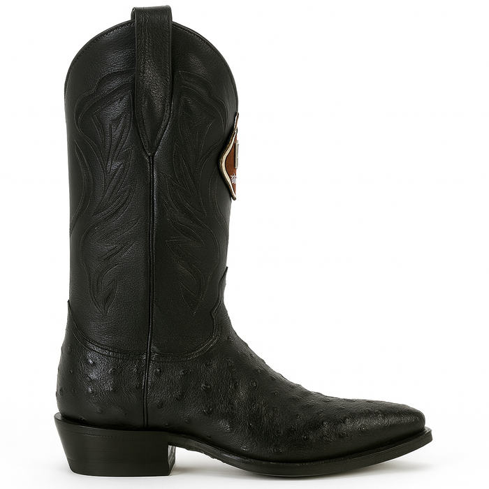 King Exotic Boots Black Genuine Ostrich Snip Toe Skin Western Cowboy Dress Cowboy Boot Cheap Priced For Sale Online EE - Botas De Avestruz