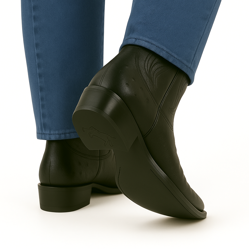 King Exotic Boots Black Genuine Ostrich Snip Toe Skin Western Cowboy Dress Cowboy Boot Cheap Priced For Sale Online EE - Botas De Avestruz