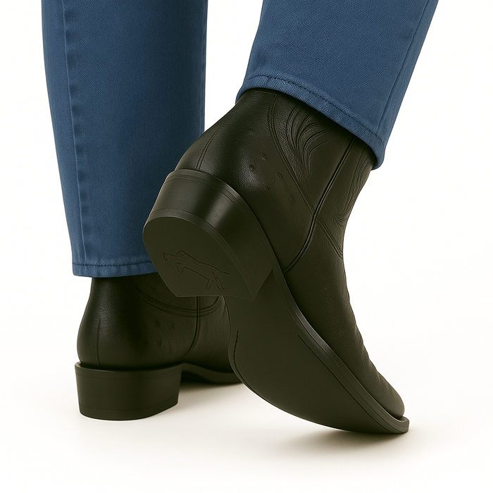 King Exotic Boots Black Genuine Ostrich Snip Toe Skin Western Cowboy Dress Cowboy Boot Cheap Priced For Sale Online EE - Botas De Avestruz