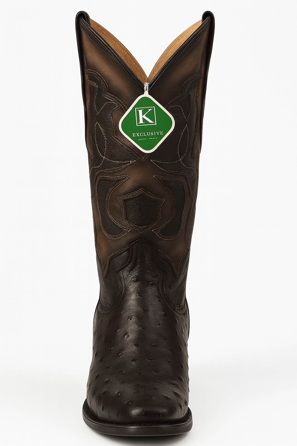 King Exotic Boots Brown Genuine Ostrich Skin Snip Toe Western Cowboy Dress Cowboy Boot Cheap Priced For Sale Online EE - Botas De Avestruz