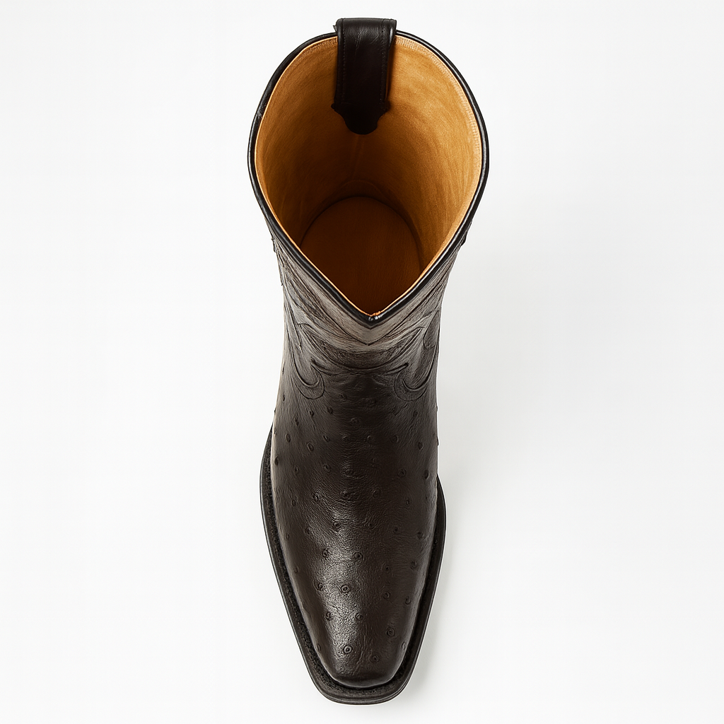 King Exotic Boots Brown Genuine Ostrich Skin Snip Toe Western Cowboy Dress Cowboy Boot Cheap Priced For Sale Online EE - Botas De Avestruz