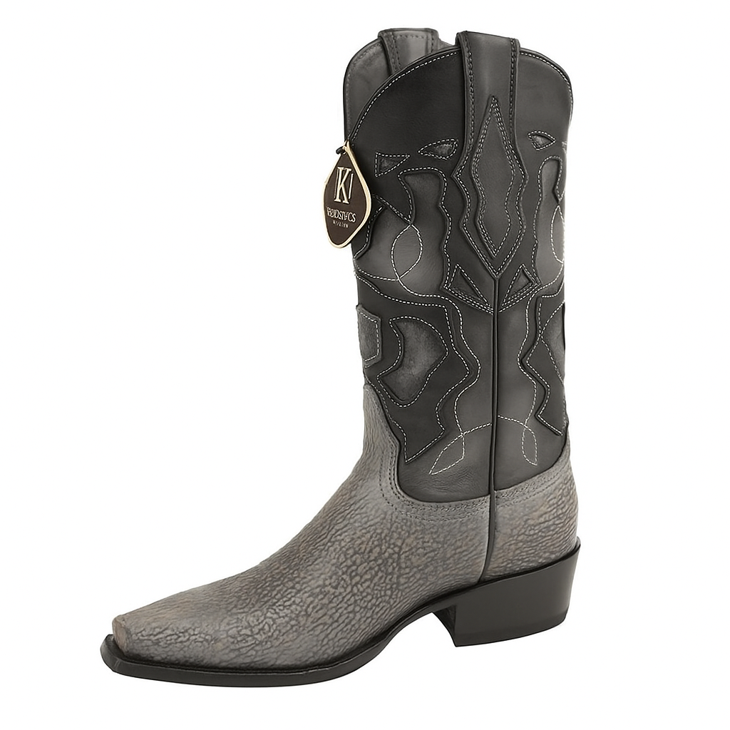 King Exotic Gray Sharkskin Snip Toe Boots