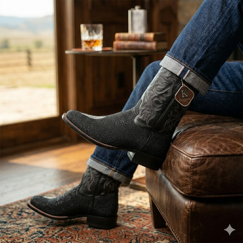 King Exotic Men's Stingray Square Toe Boot