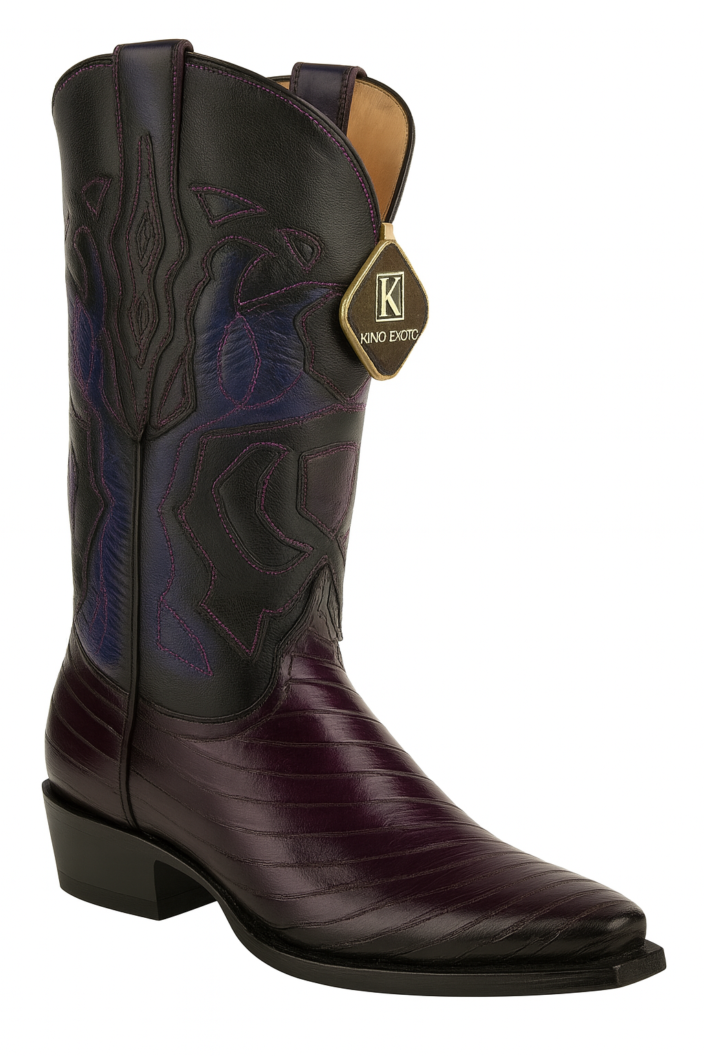 King Exotic Snip Toe Eel Boots Burnished Purple