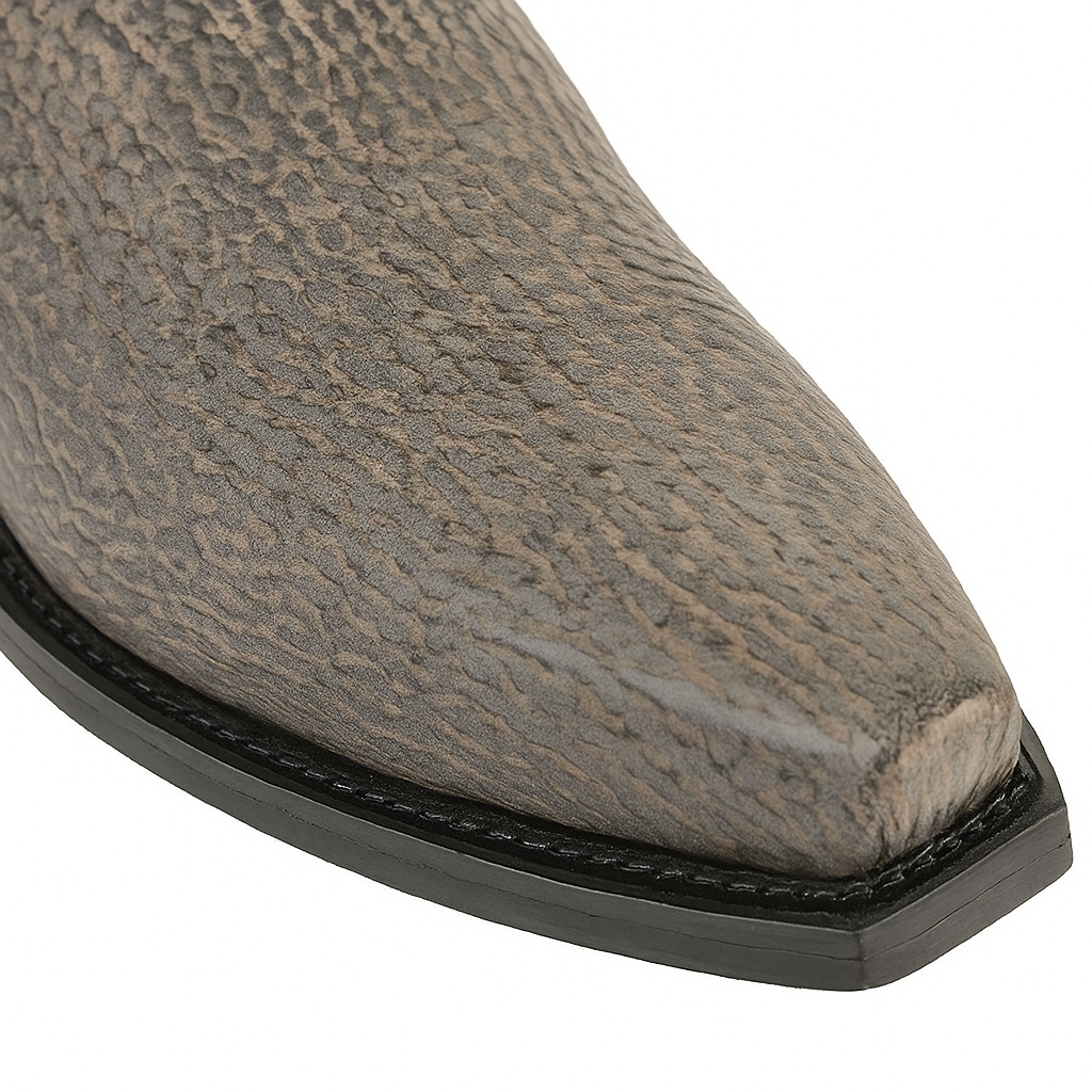 King Exotic Gray Sharkskin Snip Toe Boots
