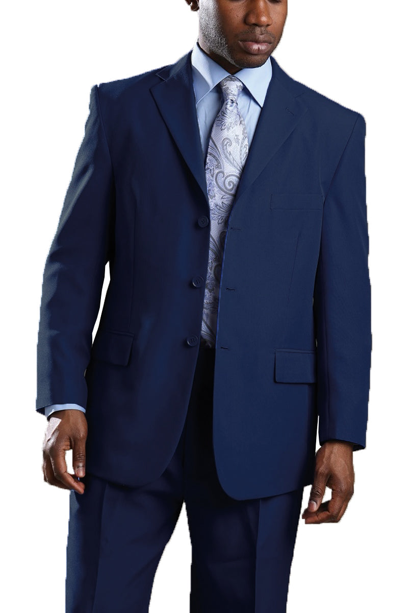 Mens 3 Button Navy Fashion Suit